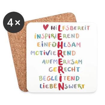 enseignant - Dessous de verre (lot de 4) - blanc - Devant
