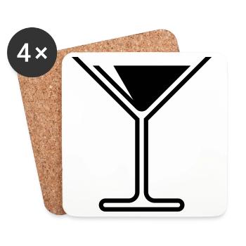 Cocktail / Cocktailglas / Martini – (Black) - Untersetzer (4er-Set) - Weiß - Vorne