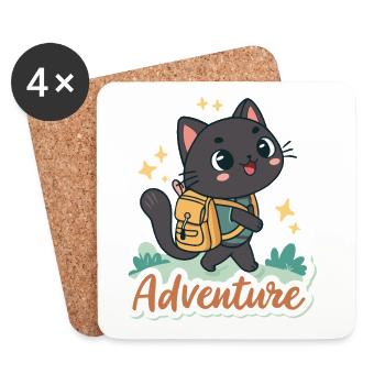 Adventure Cat Explorer - Coasters (set of 4) - white - Front