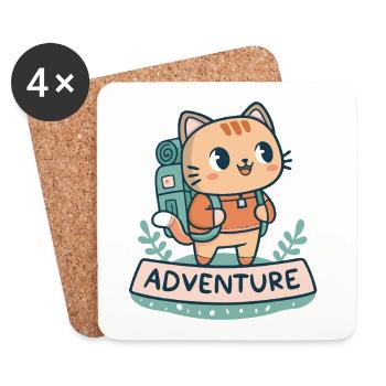 Cat Explorer Backpack - Coasters (set of 4) - white - Front