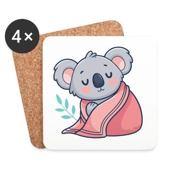 Koala mit rosa Karomuster - Untersetzer (4er-Set) - Weiß - Vorne