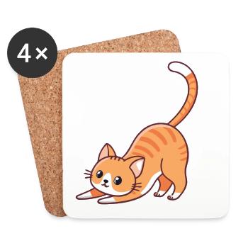 Orange kitten stretching - Coasters (set of 4) - white - Front