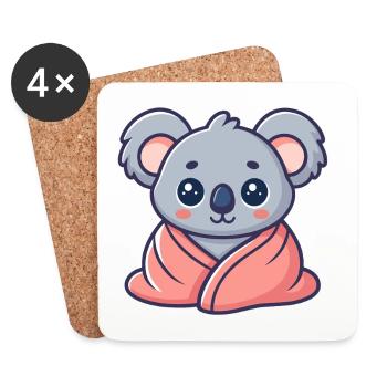 Kawaii-Koala in rosa Laken gewickelt - Untersetzer (4er-Set) - Weiß - Vorne