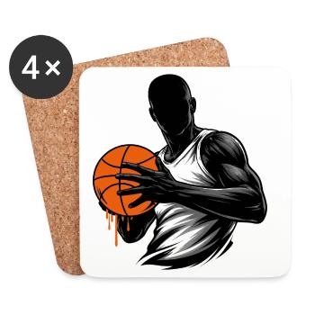 Basketball player with ball - Coasters (set of 4) - white - Front