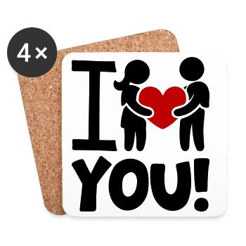 Ich Liebe Dich Valentinstag - Untersetzer (4er-Set) - Weiß - Vorne