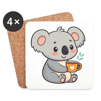 Koala cosy and mug with pastel heart - Coasters (set of 4) - white - Front