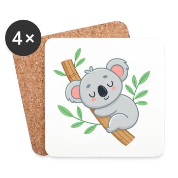 Dreamy Koala on Tropical Branch - Coasters (set of 4) - white - Front
