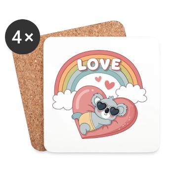 Koala Love Rainbow Heart - Coasters (set of 4) - white - Front