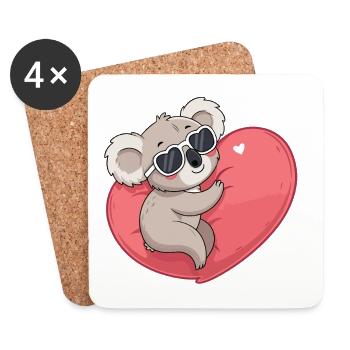 Koala Coeur Souriant - Dessous de verre (lot de 4) - blanc - Devant