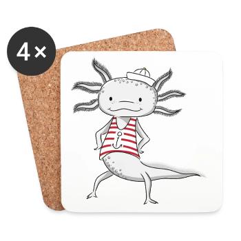 Axolotl Sailor - Coasters (set of 4) - white - Front