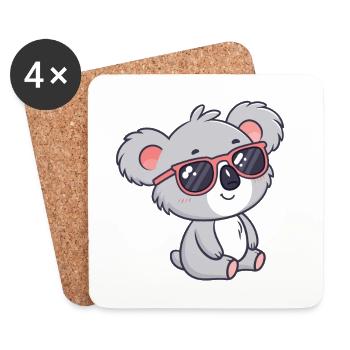 Koala Cool Pink Brille - Untersetzer (4er-Set) - Weiß - Vorne