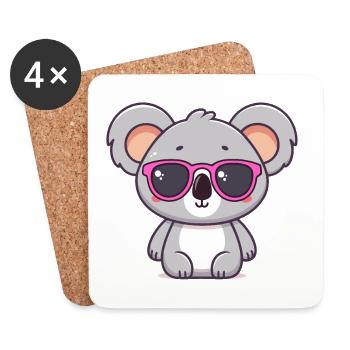Koala Lunettes Roses Funk - Dessous de verre (lot de 4) - blanc - Devant