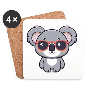 Cute Koala Retro Pink Glasses - Coasters (set of 4) - white - Front