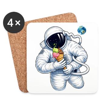 Astronaut mit Eiscreme im Weltall  - Coasters (set of 4) - white - Front