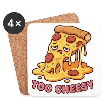 Too Cheesy Pizza Melt - Coasters (set of 4) - white - Front