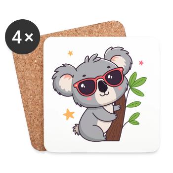 Koala-Chic Sonnenrote Brille - Untersetzer (4er-Set) - Weiß - Vorne