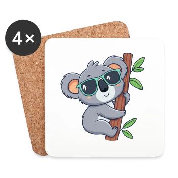 Koala branché lunettes soleil - Dessous de verre (lot de 4) - blanc - Devant