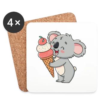 Koala gourmand et cornet de glace - Coasters (set of 4) - white - Front