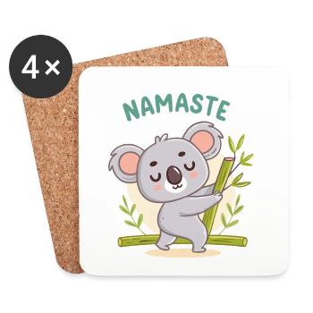 Koala Namaste Pastel Bamboo - Coasters (set of 4) - white - Front