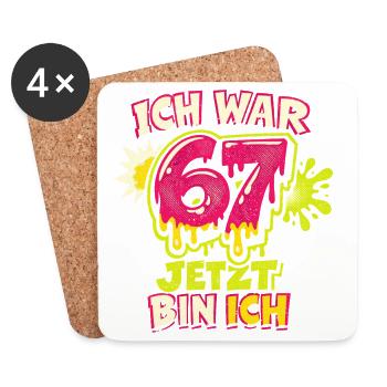 67 Six Seven Ich war 6 jetzt 7 Geburtstag - Untersetzer (4er-Set) - Weiß - Vorne