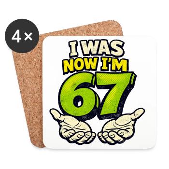 67 Six Seven I Was 6 Now 7 Birthday - Coasters (set of 4) - white - Front