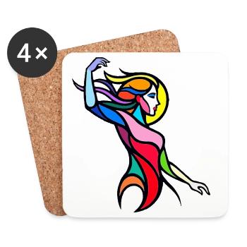 Colorful abstract dancing woman - Coasters (set of 4) - white - Front
