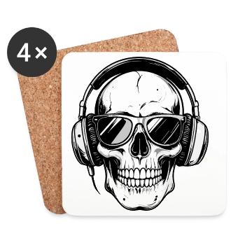 Skull Beats Schädel Kopfhörer Sonnenbrille Motiv - Untersetzer (4er-Set) - Weiß - Vorne