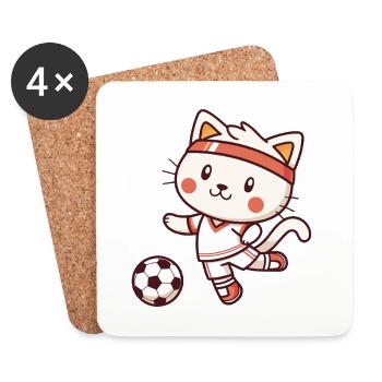 Kitten Football In Action - Coasters (set of 4) - white - Front