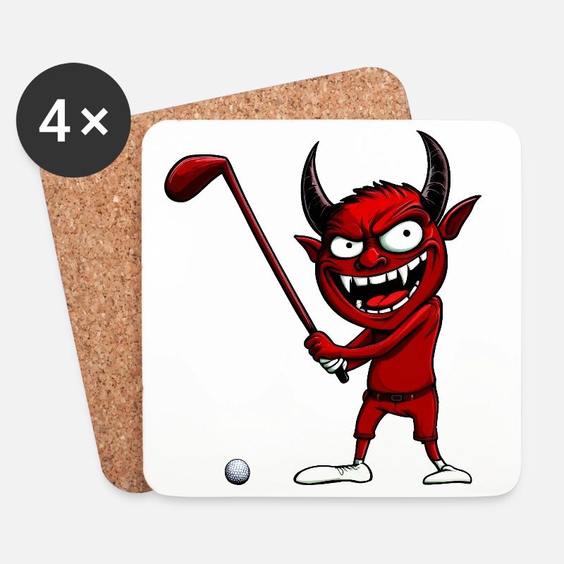 Golf Teufel - Untersetzer (4er-Set) - Weiß