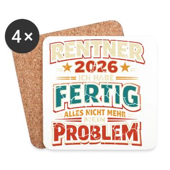 Rentner 2026 Ich Habe Fertig Rente  - Untersetzer (4er-Set) - Weiß - Vorne