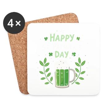 Saint Patrick Bière Verte Joyeuse - Dessous de verre (lot de 4) - blanc - Devant