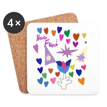 Colorful Hearts and Wand Whimsy - Coasters (set of 4) - white - Front