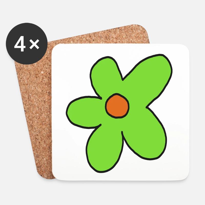 Limettenblumen-Pop-Kunst - Untersetzer (4er-Set) - Weiß