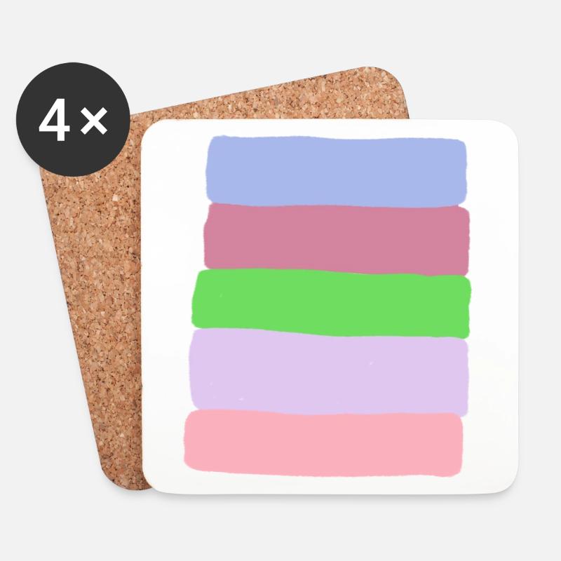 Pastel Stripe Stack - Coasters (set of 4) - white