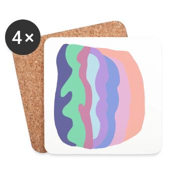 Pastel Wave Layers - Coasters (set of 4) - white - Front