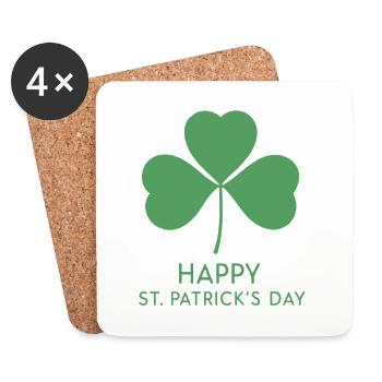 Green Clover St. Patrick's Day - Coasters (set of 4) - white - Front