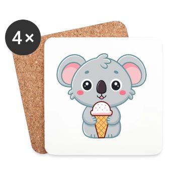 Koala Gourmand Crème Glacée - Coasters (set of 4) - white - Front