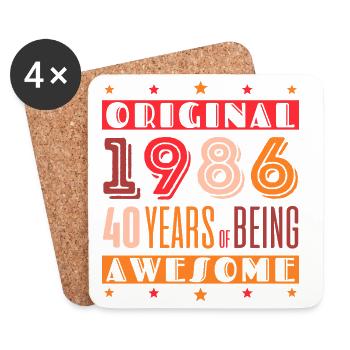 Original 1986: 40 Years of Awesome - Coasters (set of 4) - white - Front