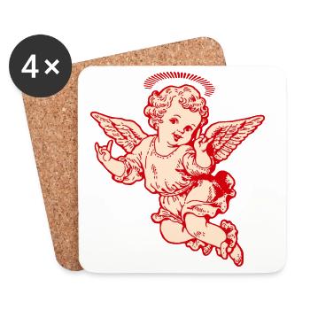 Rock Cherub – Angel with Metal Hand Signals - Coasters (set of 4) - white - Front
