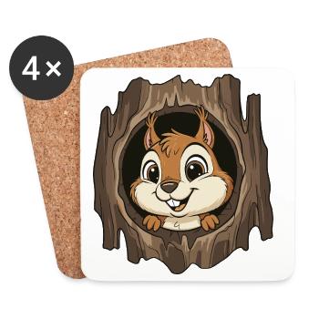 Forest chipmunk in the tree hole - Coasters (set of 4) - white - Front