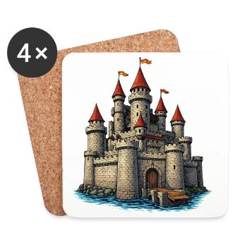 Wasserburg on the edge of the coast - Coasters (set of 4) - white - Front