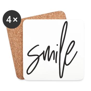SMILE – Un design de texte positif pour une bonne humeur - Dessous de verre (lot de 4) - blanc - Devant