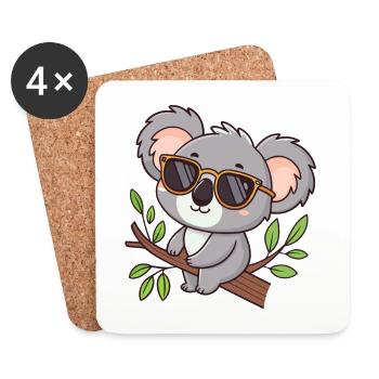 Koala chic glasses on temple - Coasters (set of 4) - white - Front