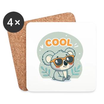 Koala Cool mit orangefarbener Brille - Untersetzer (4er-Set) - Weiß - Vorne