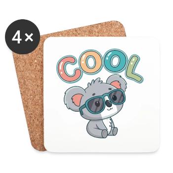 Koala Cool Pastell-Gläser - Untersetzer (4er-Set) - Weiß - Vorne