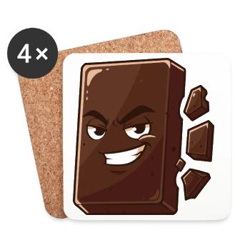 Charming chocolate block with grin - Coasters (set of 4) - white - Front