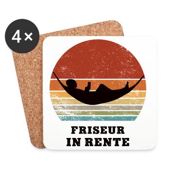 Rente Friseur Rentner Pension Ruhestand Frisör - Untersetzer (4er-Set) - Weiß - Vorne