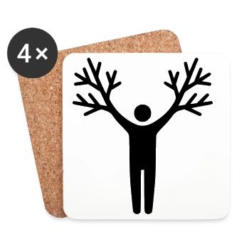 Tree Human Roots Growth - Coasters (set of 4) - white - Front