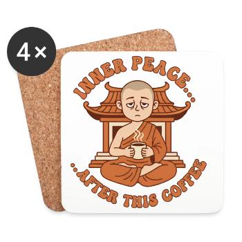 Inner Peace Coffee Zen Monk - Coasters (set of 4) - white - Front