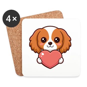 Cute Heart Puppy - Coasters (set of 4) - white - Front